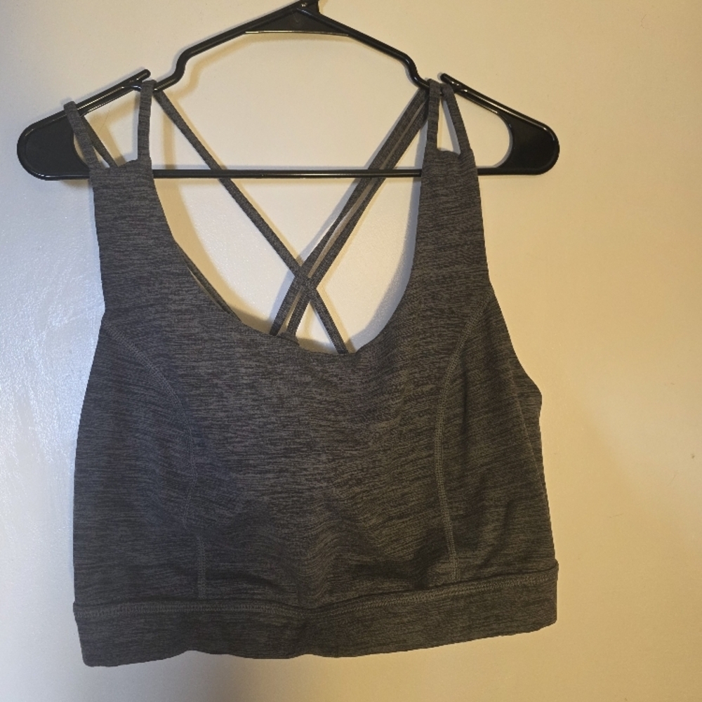 Gray Women's Strappy Sports Bra